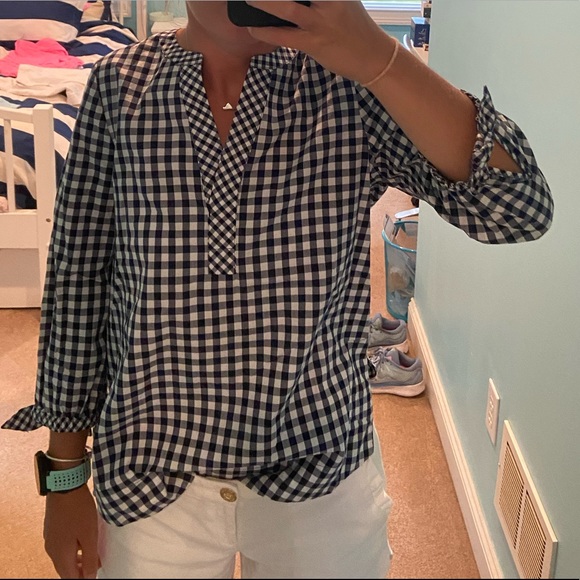 Vineyard Vines gingham tie sleeve top - Picture 12 of 14
